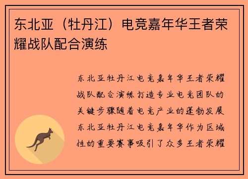 东北亚（牡丹江）电竞嘉年华王者荣耀战队配合演练