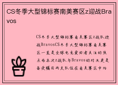 CS冬季大型锦标赛南美赛区z迎战Bravos